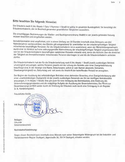 Referenznachweis als Immobilienmakler von Geschäftsführer Chris Ullrich